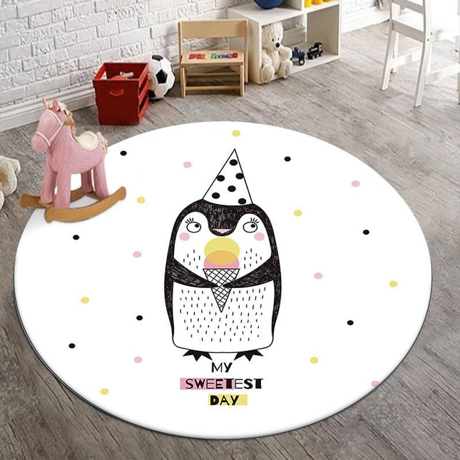 Alfombra Infantil Redonda Pingüino de Fiesta