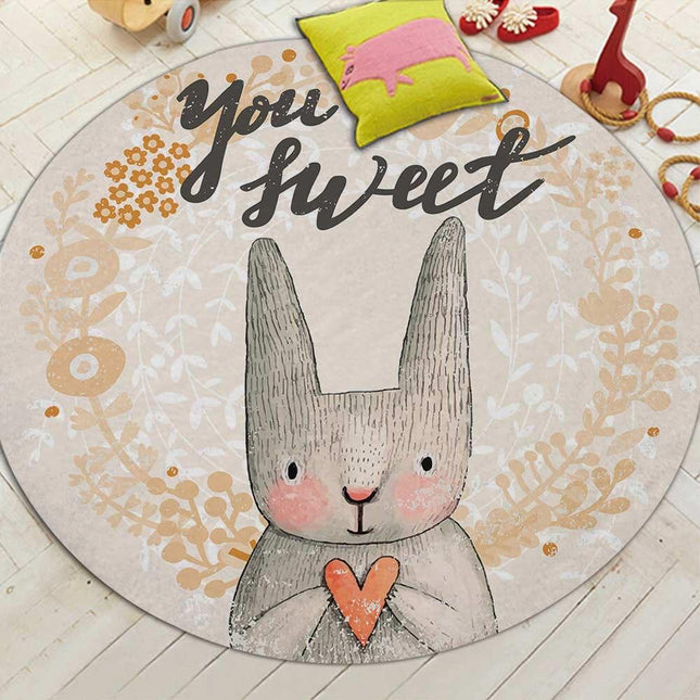 Alfombra Redonda Infantil Conejo Dibujo Animado