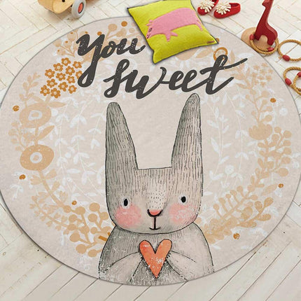 Alfombra Redonda Infantil Conejo Dibujo Animado