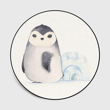 Alfombra Redonda Infantil Pingüino Blanco Iglú