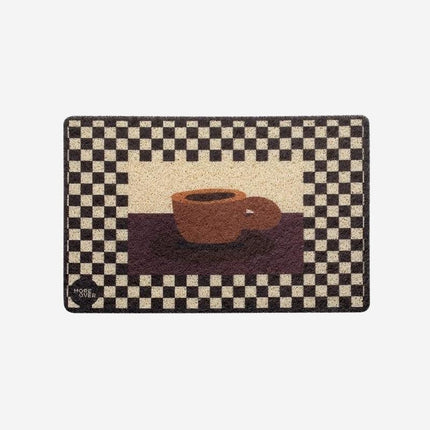 Felpudo interior chic damero taza café