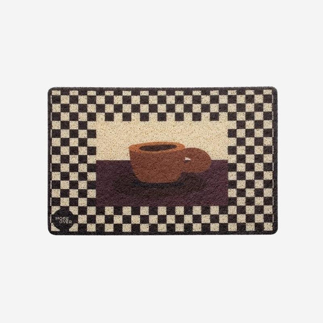 Felpudo interior chic damero taza café