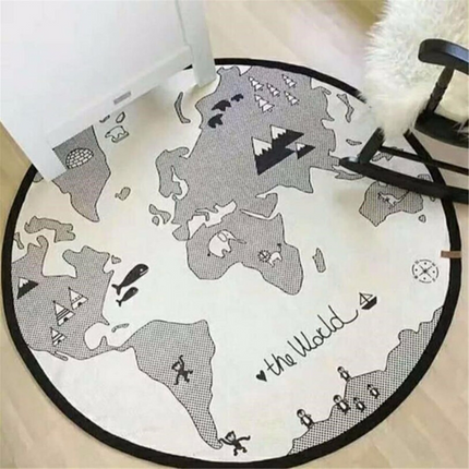 Alfombra infantil redonda con mapamundi