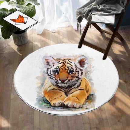 Alfombra redonda para bebé cachorro tigre