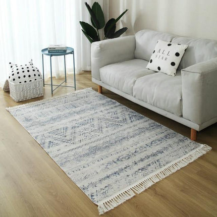 Alfombra bohemia de algodón color beige