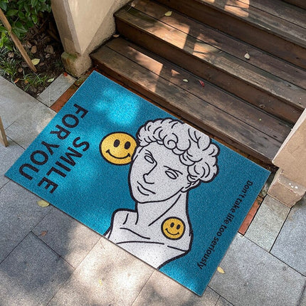 Felpudo azul de diseño pop art