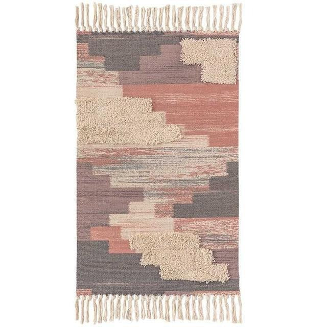 Pequeña Alfombra Rosa y Gris Texturizada