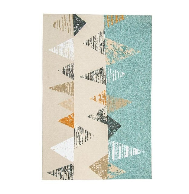 Alfombra escandinava geométrica de estilo multicolor.