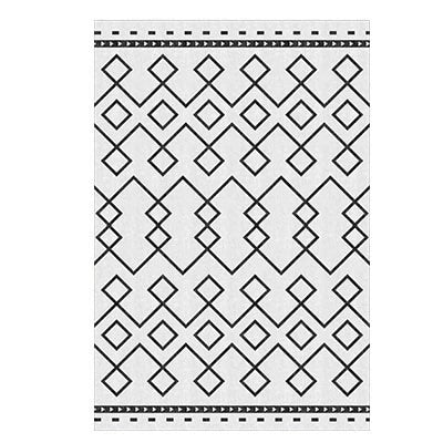Alfombra nórdica geométrica en blanco y negro.