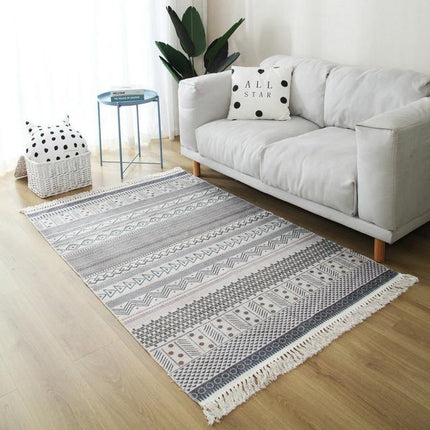 Alfombra étnica en beige y gris