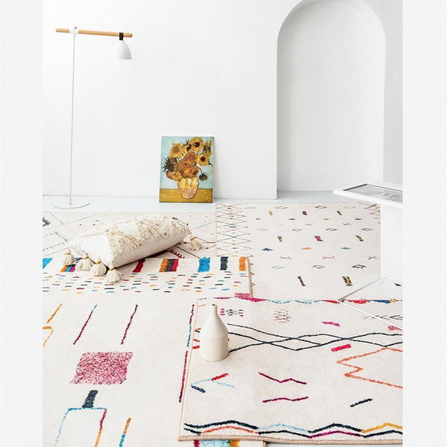 Alfombra Bereber Blanca Diseño Moderno Abstracto