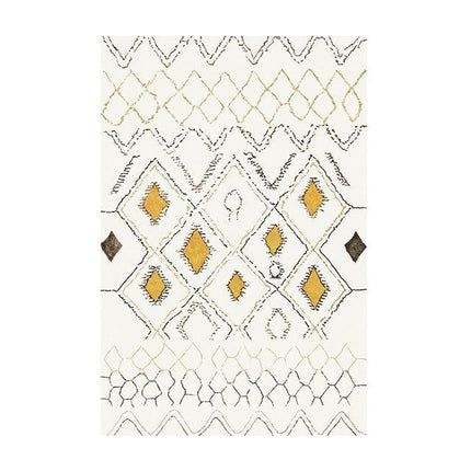 Alfombra bereber fina blanca y amarilla