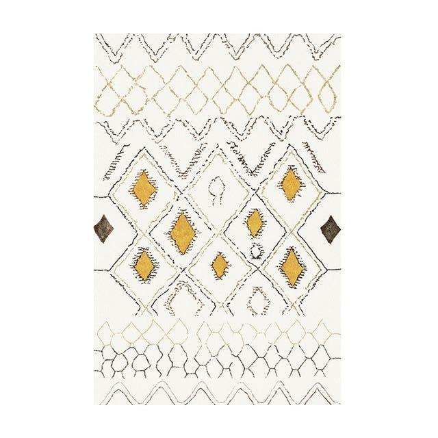 Alfombra bereber fina blanca y amarilla