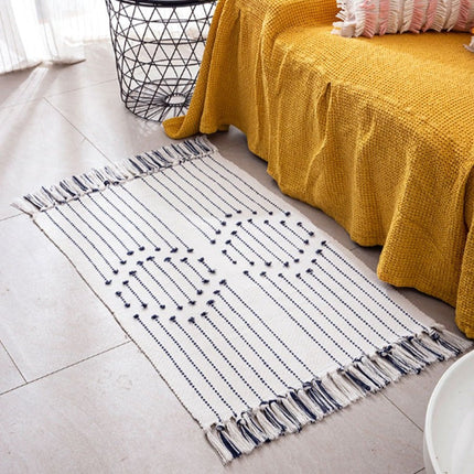 Alfombra de algodón con líneas azules