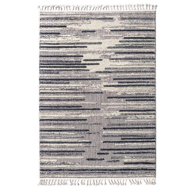 Alfombra bereber crudo y gris rayas