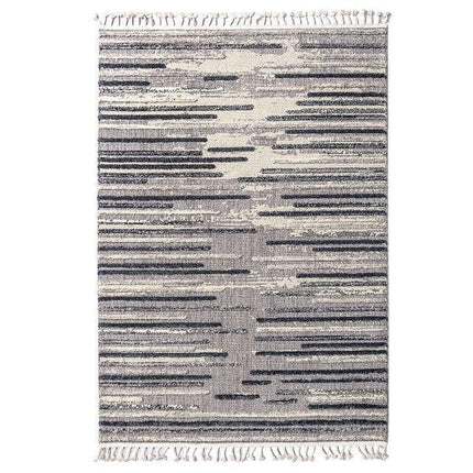 Alfombra bereber crudo y gris rayas