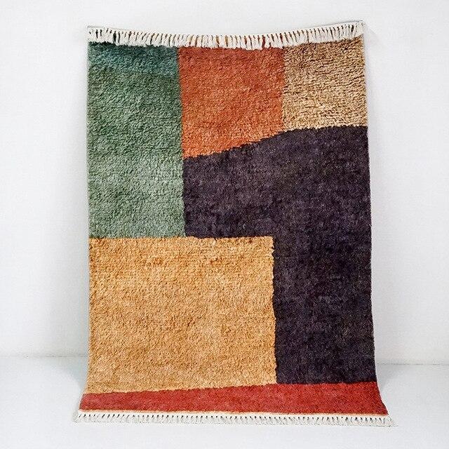 Alfombra bereber crudo y marrón abstracta