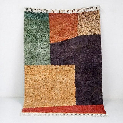 Alfombra bereber crudo y marrón abstracta