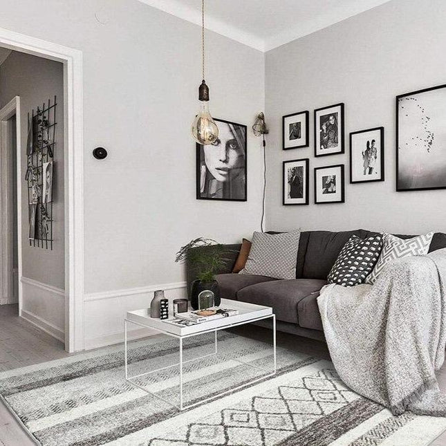 Alfombra bereber gris y blanco moderna