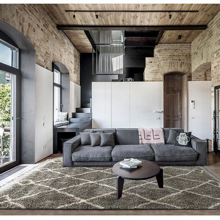 Alfombra bereber de pelo largo gris oscuro