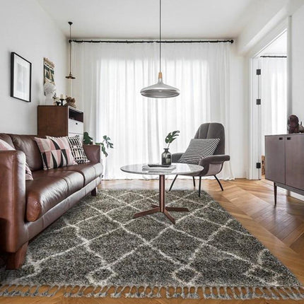 Alfombra bereber de pelo largo gris oscuro