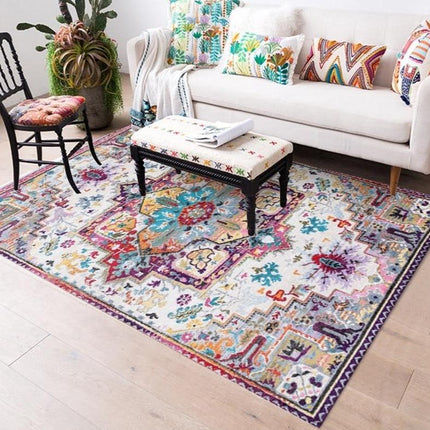 Alfombra de estilo bohemio y étnico para salón
