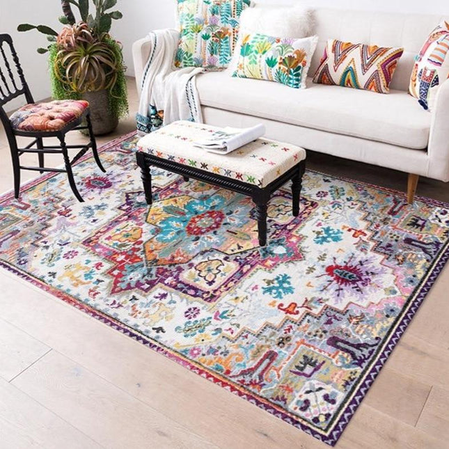 Alfombra de estilo bohemio y étnico para salón