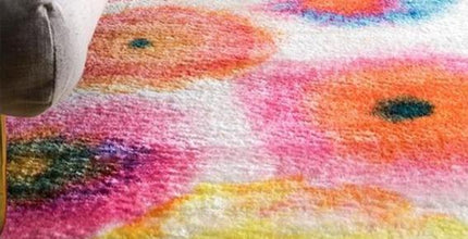 Alfombra de salón bohemia con flores