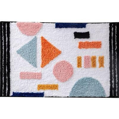 Alfombra de baño absorbente blanca geométrica