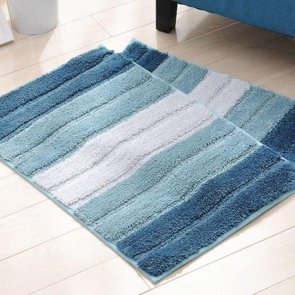 Alfombrilla baño rayas blancas y azules