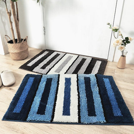 Alfombra de baño rayas azul y blanco
