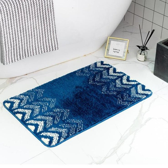 Alfombra de baño azul real geométrica