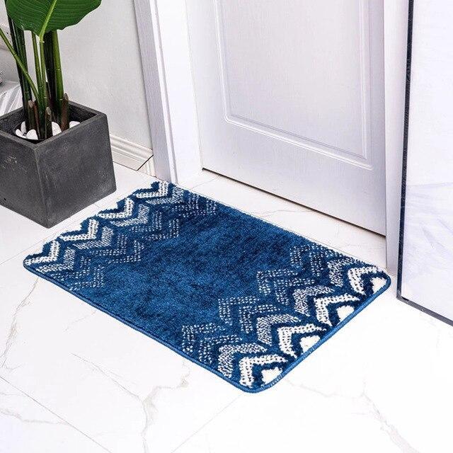 Alfombra de baño azul real geométrica