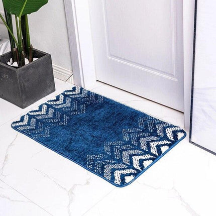 Alfombra de baño azul real geométrica
