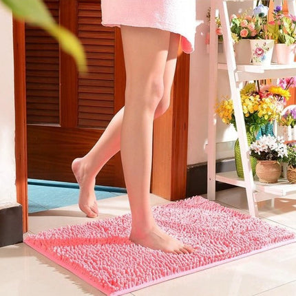 Alfombra de baño de chenilla rosa