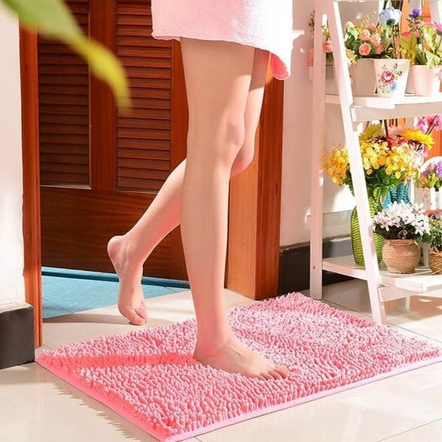 Alfombra de baño de chenilla rosa