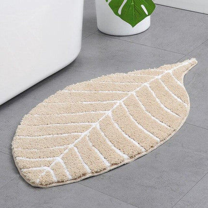 Alfombrilla baño beige en forma de hoja