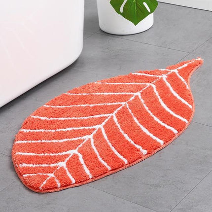 Alfombra de baño naranja forma hoja