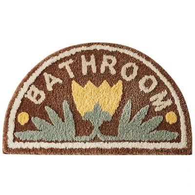 Alfombra de baño semicircular flores amarillas