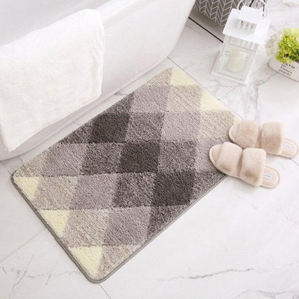 Alfombra de baño gris plateado cuadros