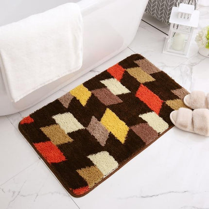 Alfombra de baño geométrica marrón oscuro