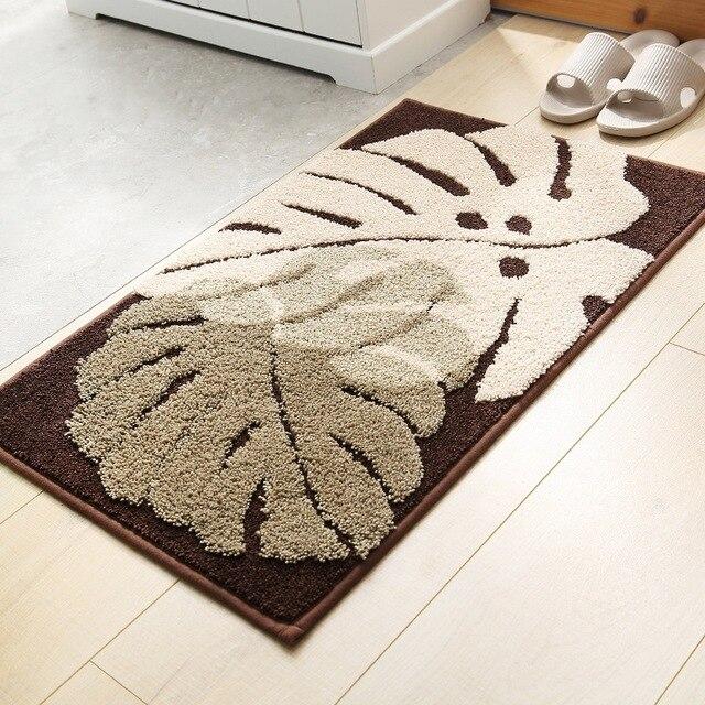 Alfombra de baño marrón hoja monstera