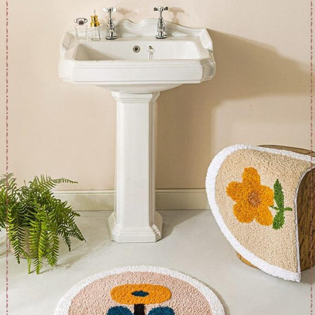 Alfombra de baño media luna flor amarilla