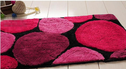 Alfombra de baño roja diseño círculos