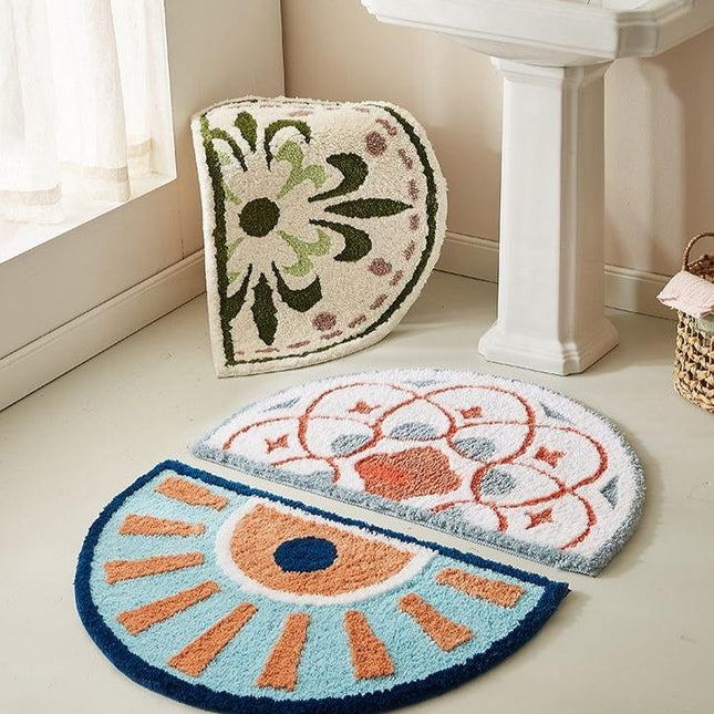 Alfombra de baño semicircular diseño sol
