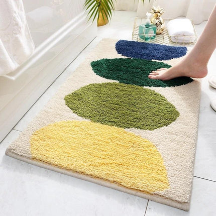 Alfombrilla de baño absorbente verde y blanca