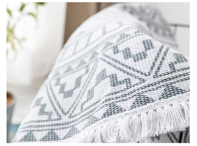 Alfombra redonda para dormitorio con flecos