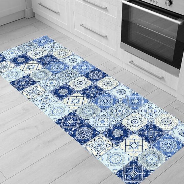 Alfombra de cocina baldosas azul petróleo