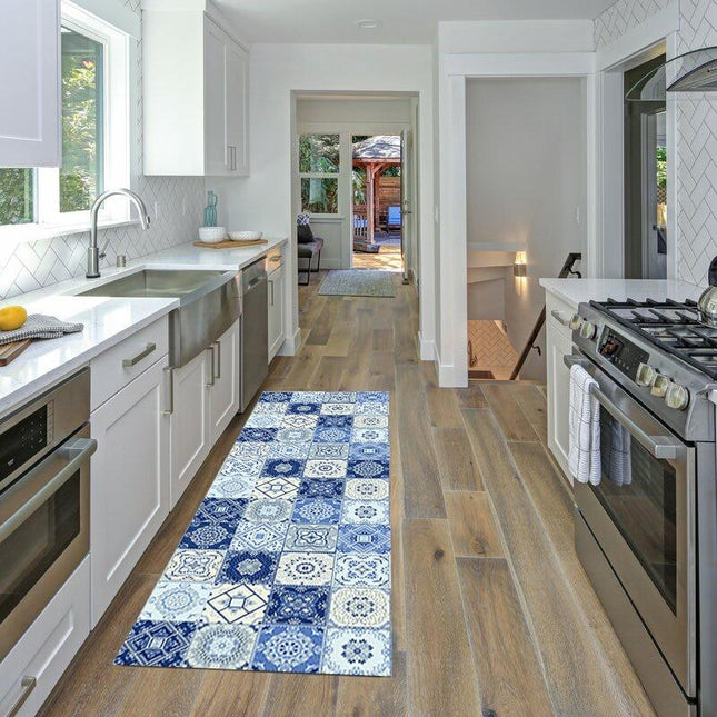 Alfombra de cocina baldosas azul petróleo