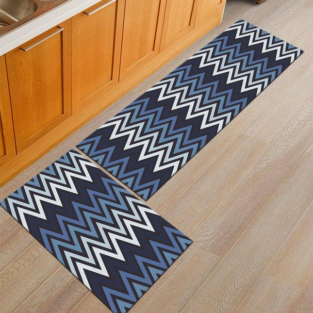 Alfombra de cocina chevron azul marino
